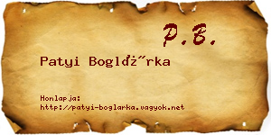 Patyi Boglárka névjegykártya